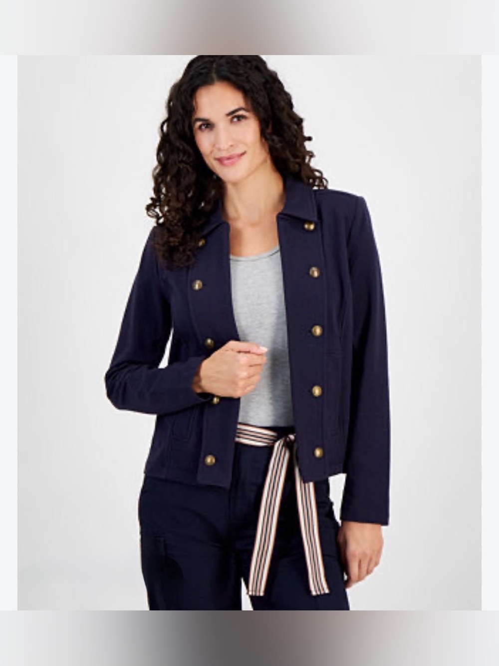 Nautica Open-Front Double Breast Captain Jacket w Deco Buttons & Pockets PM